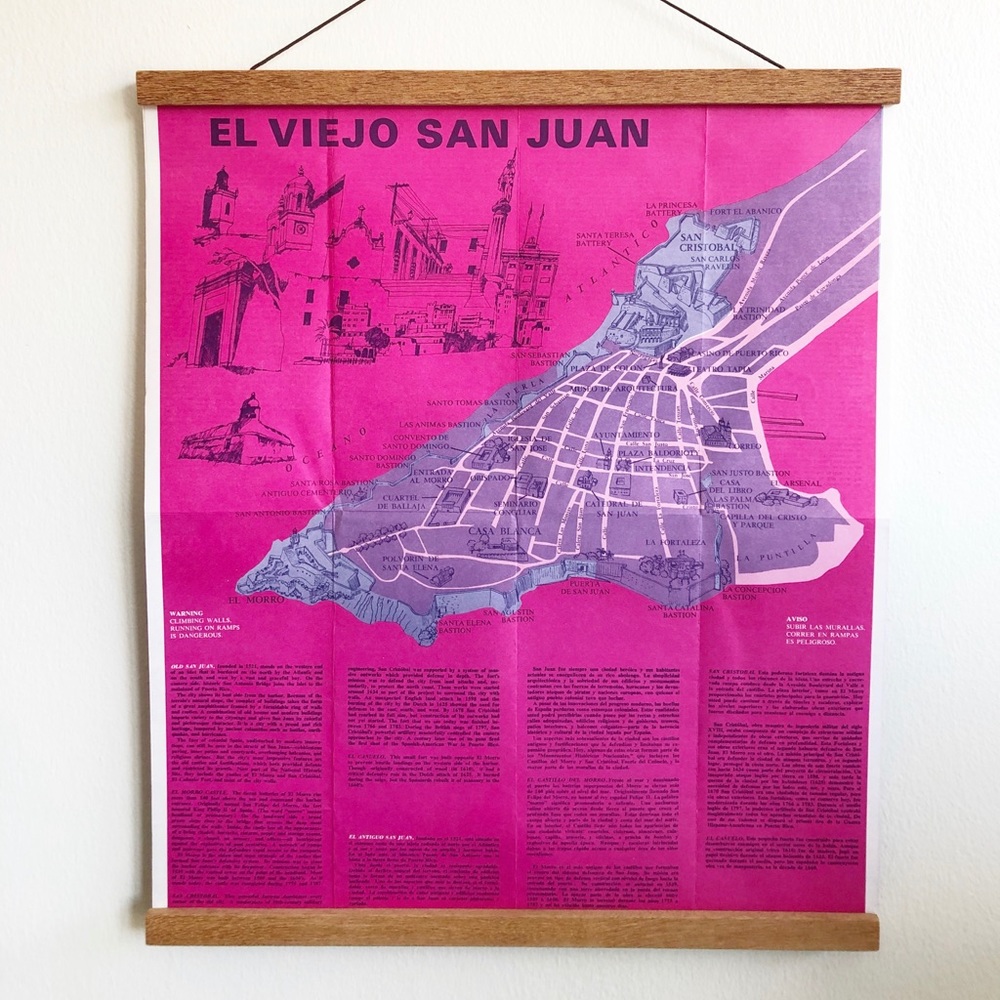 Vintage 1970s Map of San Juan, Puerto Rico